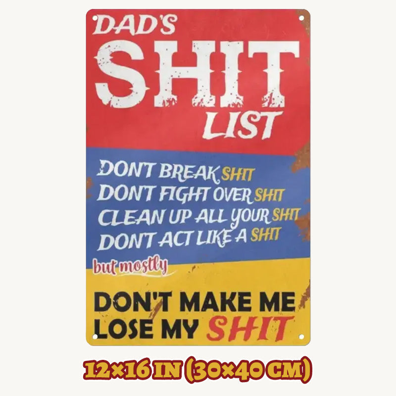 😄Dad's List of Rules