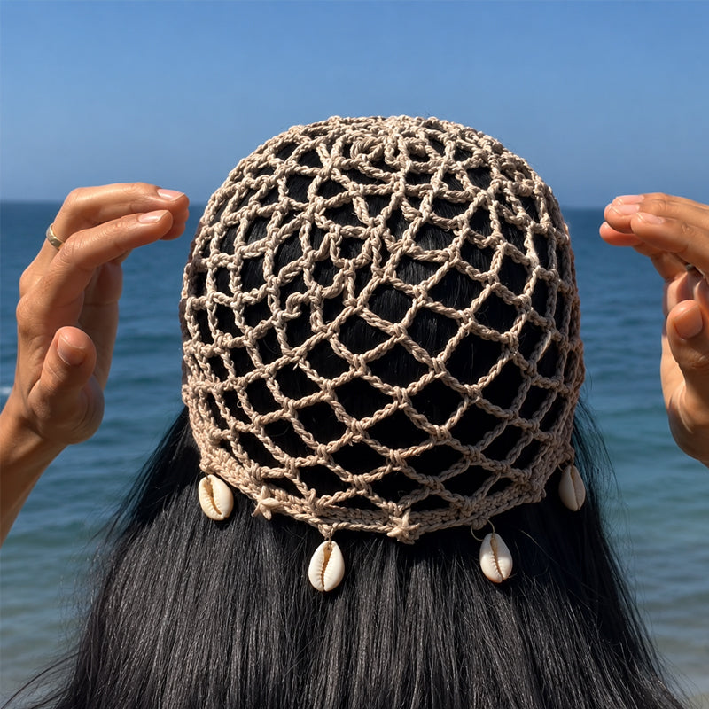 🌴 Shell Crochet Beanie