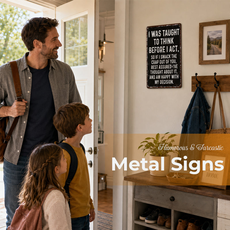 Humorous &amp; Satirical Metal Signs – a retro-style "men's cave" and garage wall decoration full of dark humor 😂🔥