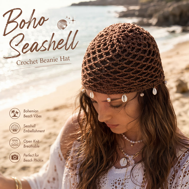 🌴 Shell Crochet Beanie