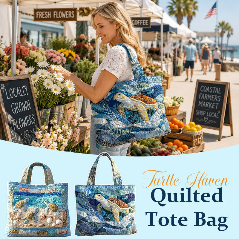 📢📢LAST DAY SALE 50% OFF🐢👜Turtle Haven Quilted Tote Bag