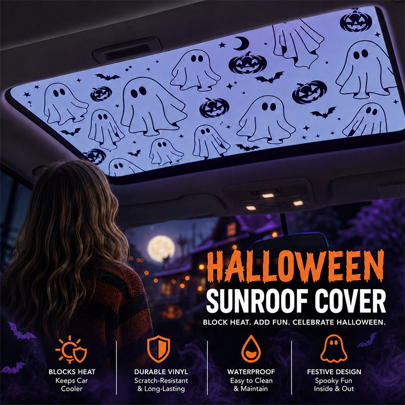 🎃👻Spooky Fun: Ghost & Pumpkin Sunroof Car Decal