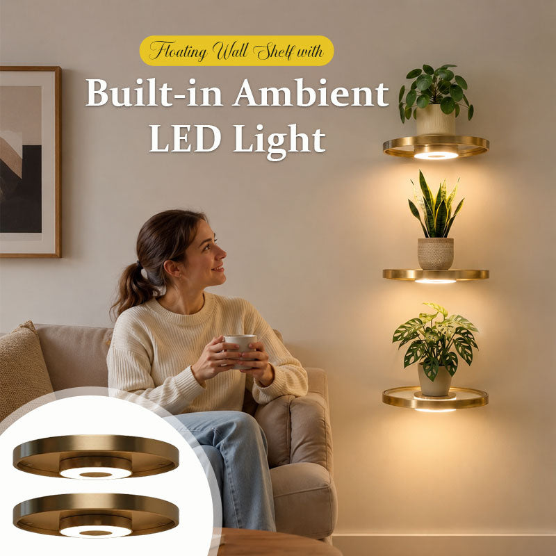 Floating Wall Shelf with Built-in Ambient LED Light💡✨