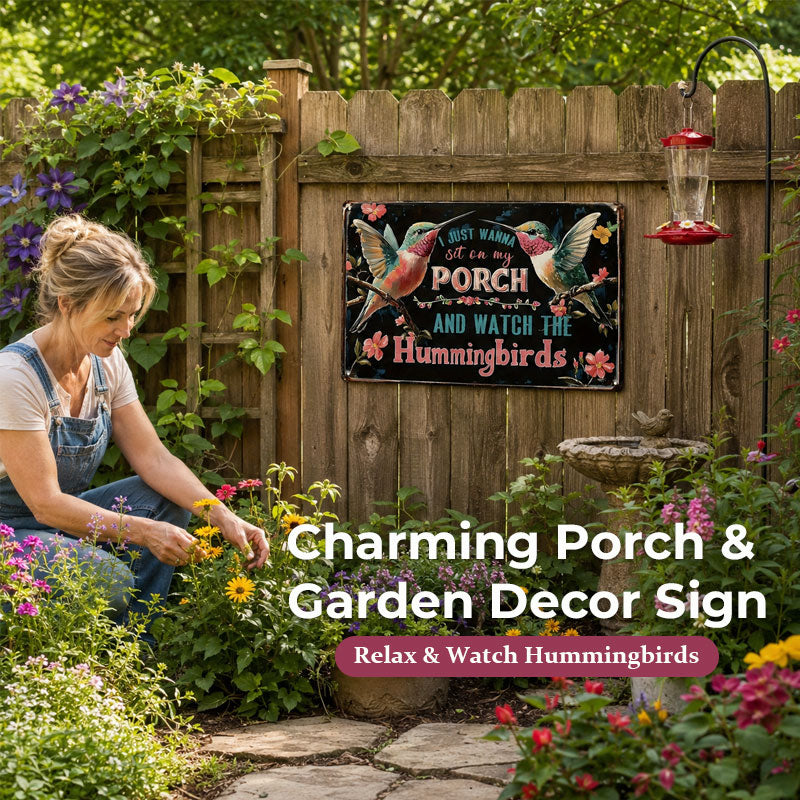 🐦Relax & Watch Hummingbirds: Charming Porch & Garden Decor Sign
