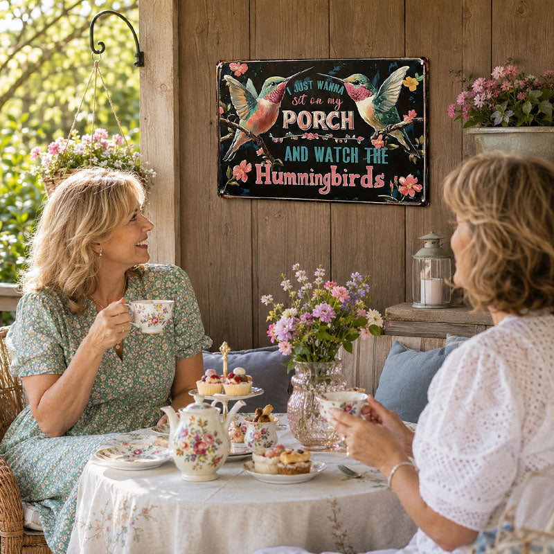 🐦Relax & Watch Hummingbirds: Charming Porch & Garden Decor Sign