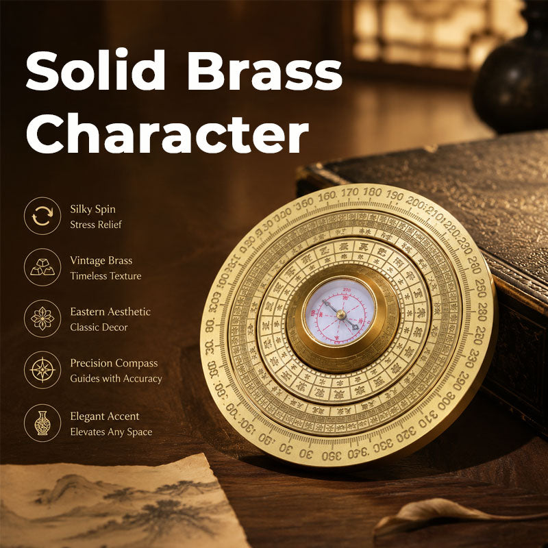 🧭 Brass Multi‑Ring Compass Ornament – Smooth Rotating Vintage Desktop Decor