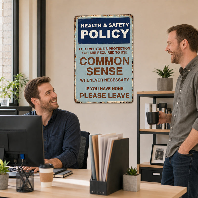 😂🤘Sarcastic "Common Sense Policy" Vintage Metal Sign