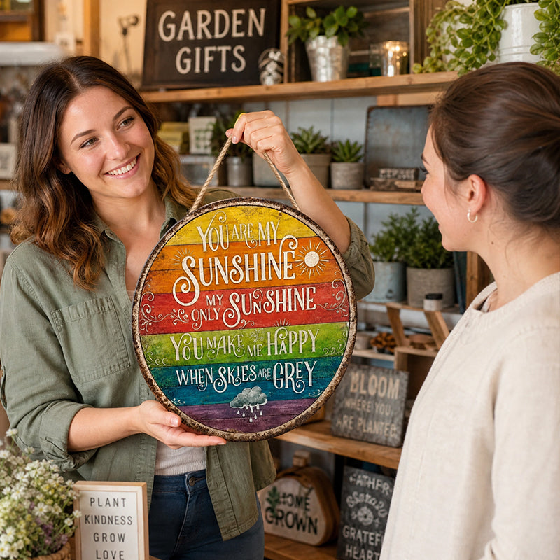 🌈☀️ You Are My Sunshine Rainbow Round Sign