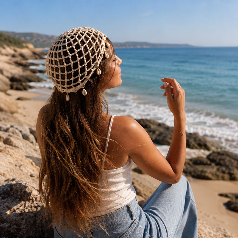 🌴 Shell Crochet Beanie