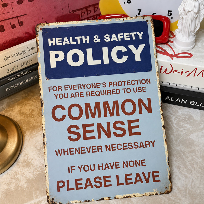 😂🤘Sarcastic "Common Sense Policy" Vintage Metal Sign