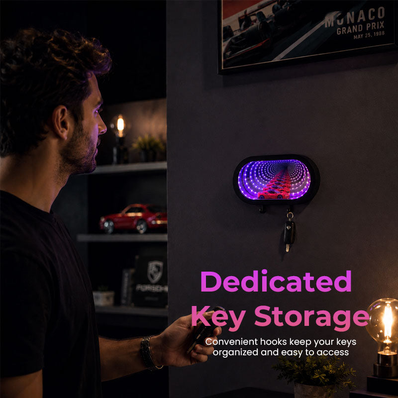 🔑 Infinity Mirror Garage Key Holder