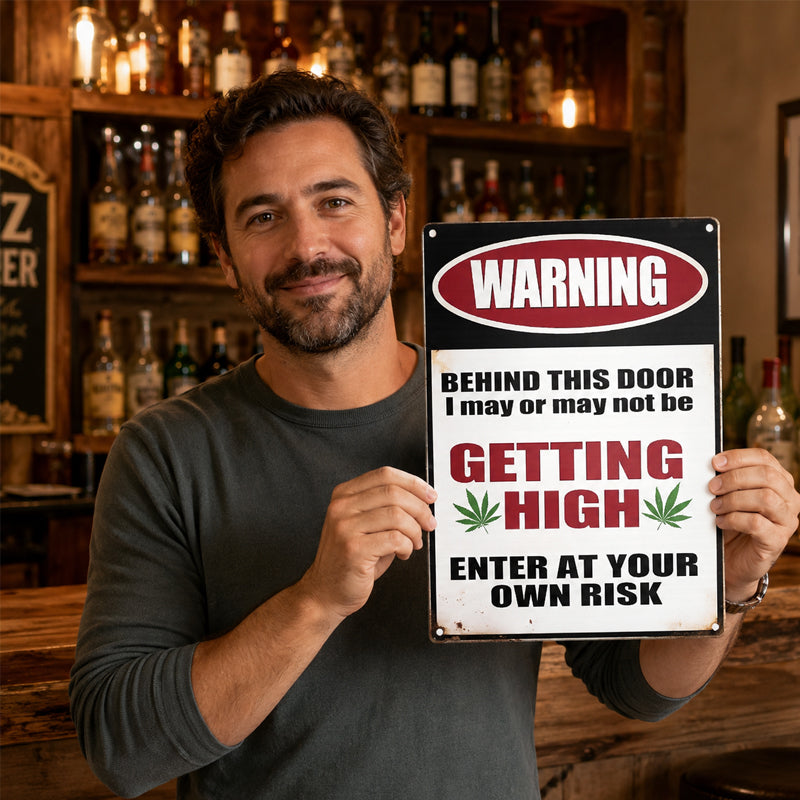 🚪 WARNING “GETTING HIGH” Funny Door Sign ✨