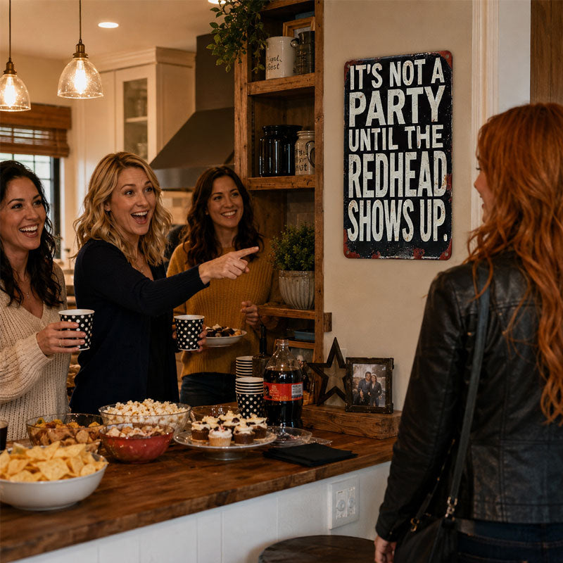 ✨"It's Not A Party Until The Redhead Shows Up" Vintage Sign