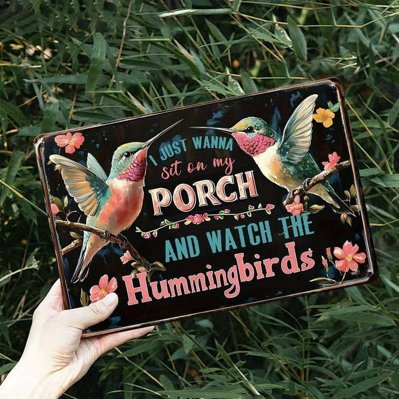 🐦Relax & Watch Hummingbirds: Charming Porch & Garden Decor Sign