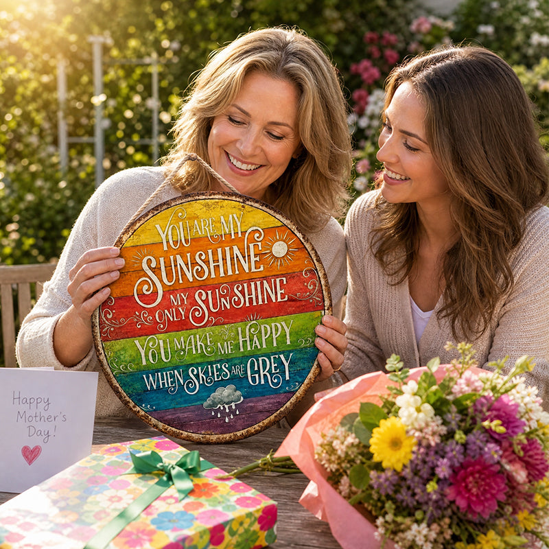 🌈☀️ You Are My Sunshine Rainbow Round Sign