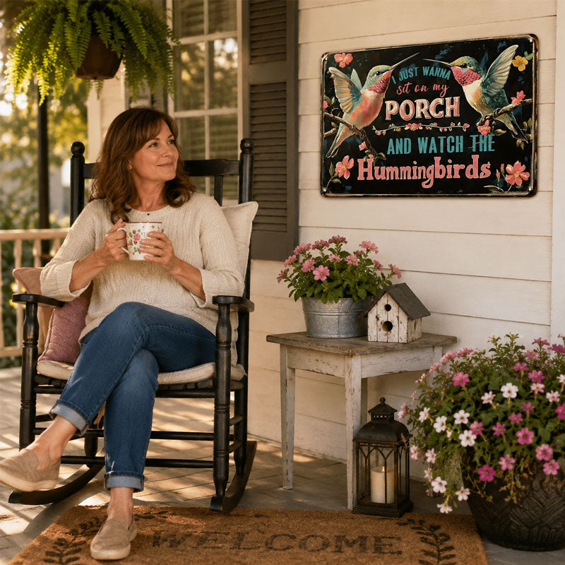 🐦Relax & Watch Hummingbirds: Charming Porch & Garden Decor Sign