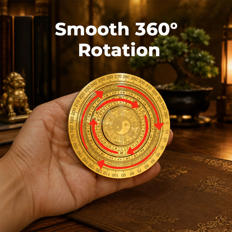 🧭 Brass Multi‑Ring Compass Ornament – Smooth Rotating Vintage Desktop Decor