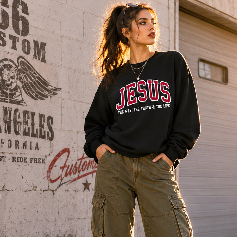 Christian Sweatshirt JE Hoodie Faith Sweatshirt - The Way, The Truth & The Life✝️