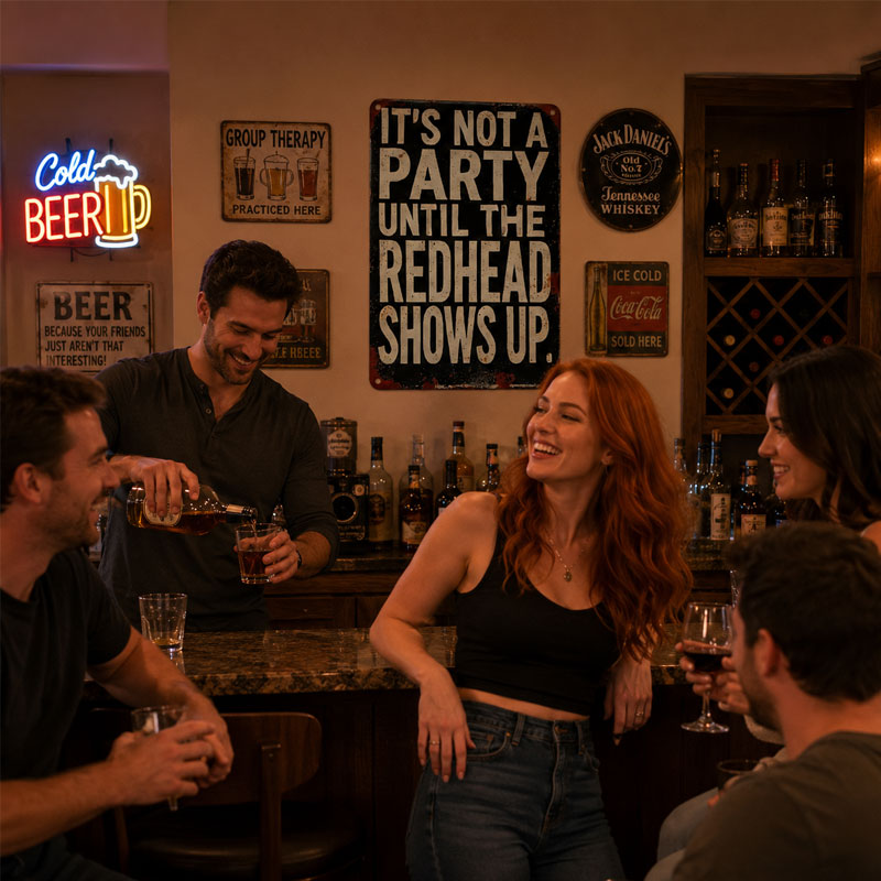 ✨"It's Not A Party Until The Redhead Shows Up" Vintage Sign