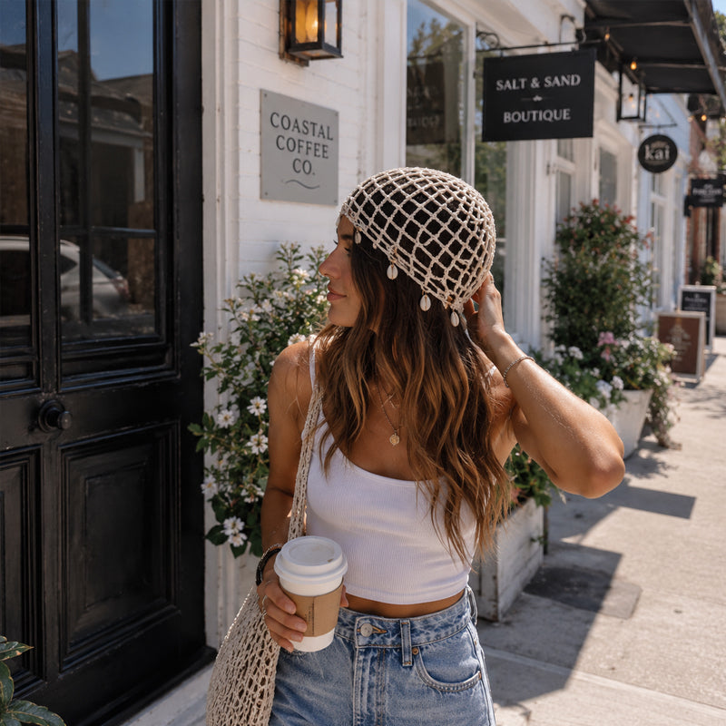 🌴 Shell Crochet Beanie
