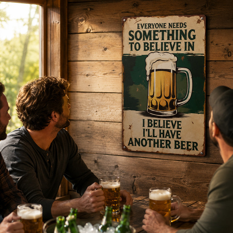 🍺😆 Everyone Needs Something to Believe In Sign