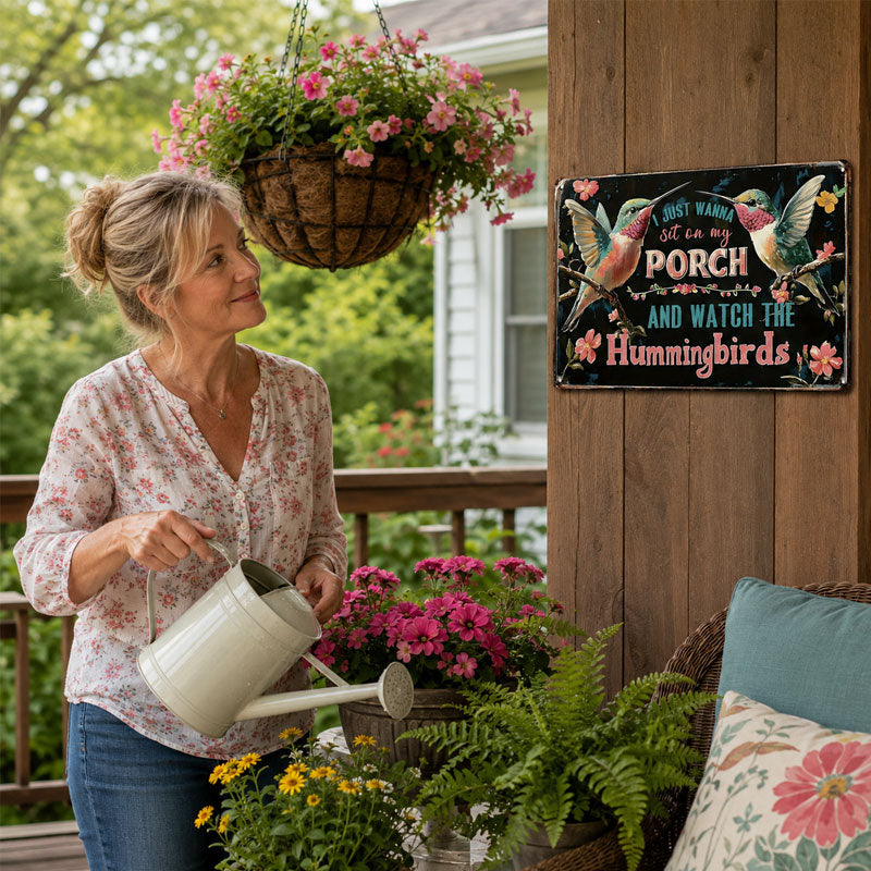 🐦Relax & Watch Hummingbirds: Charming Porch & Garden Decor Sign