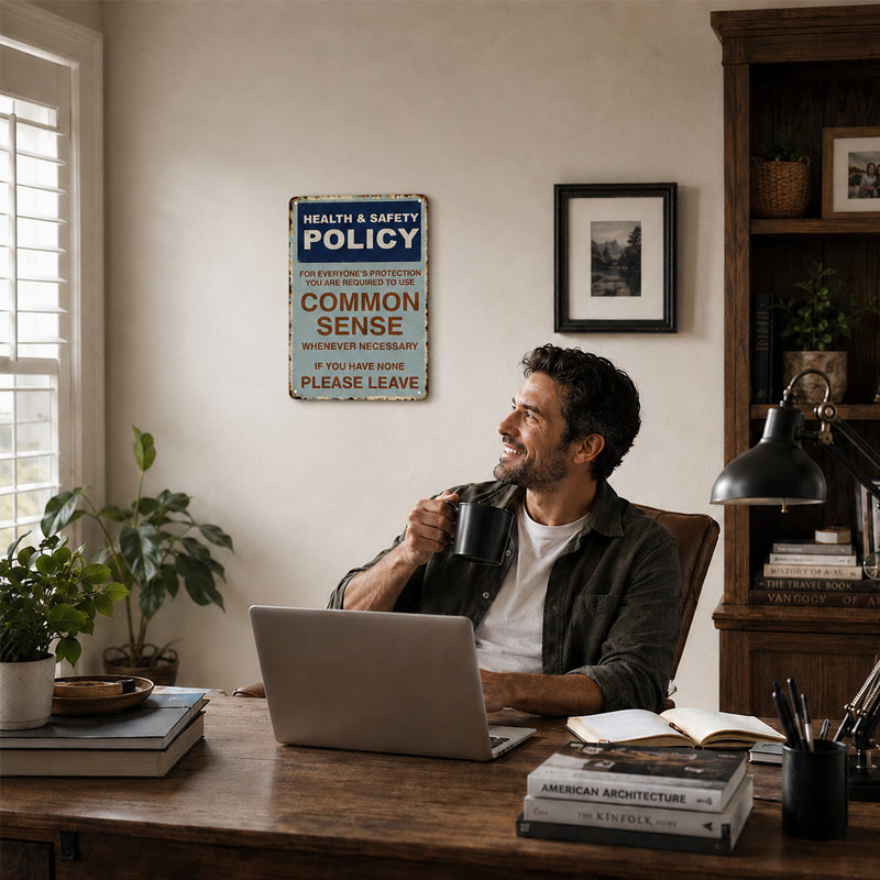 😂🤘Sarcastic "Common Sense Policy" Vintage Metal Sign