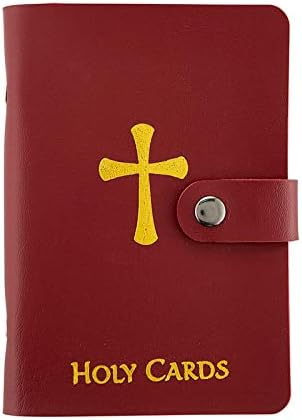 ✝️ Catholic Genuine Leather Holy Card Holder – Pocket Prayer Card Organizer with Snap Closure