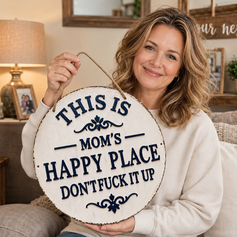 🏡 Mom’s Happy Place Sign – Funny Rustic Home Decor 😂