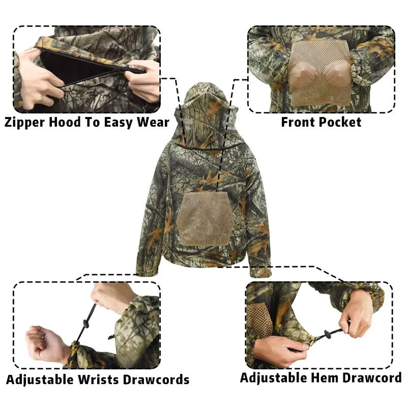 🦟🎯Camouflage Mosquito Hunting Suit – Breathable Bug Protection for Hunting & Outdoor Use