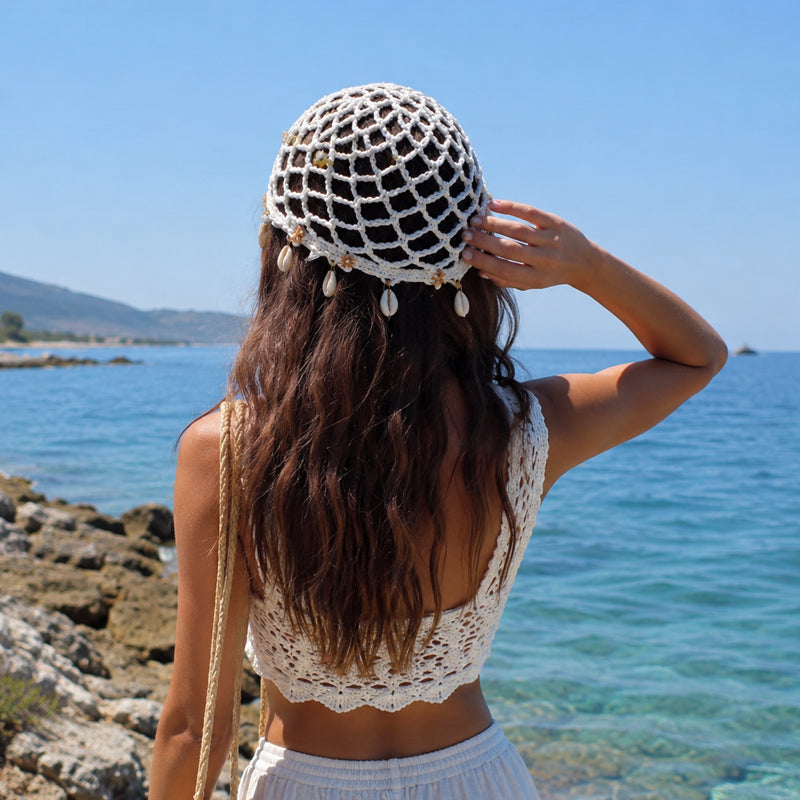 🌴 Shell Crochet Beanie