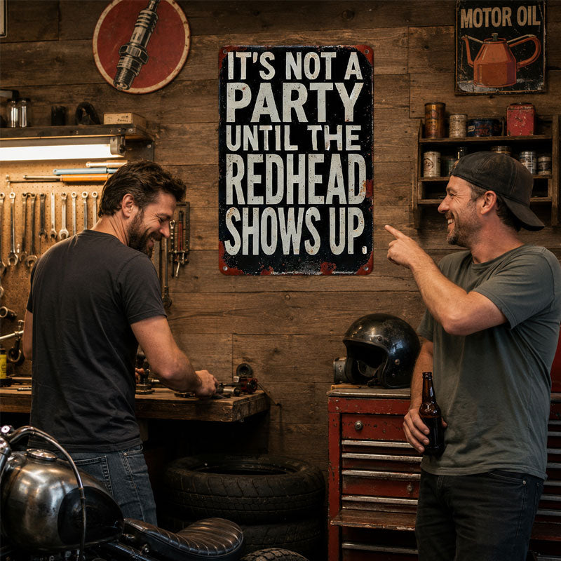 ✨"It's Not A Party Until The Redhead Shows Up" Vintage Sign