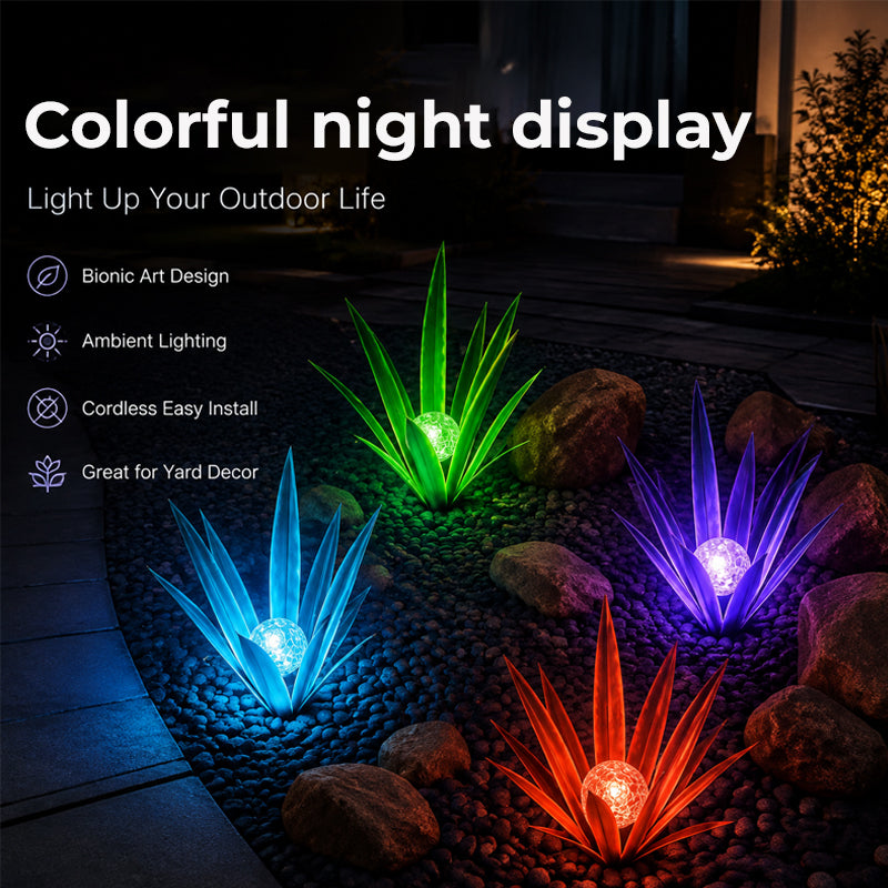 🌵 Vibrant Metal Agave Solar Light ✨ Glow Up Your Garden