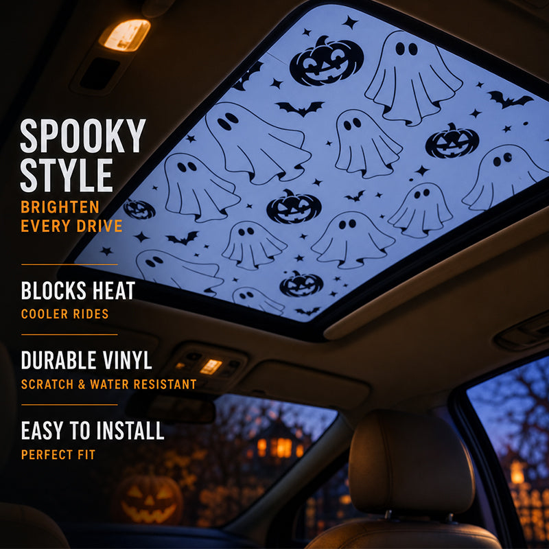 🎃👻Spooky Fun: Ghost & Pumpkin Sunroof Car Decal
