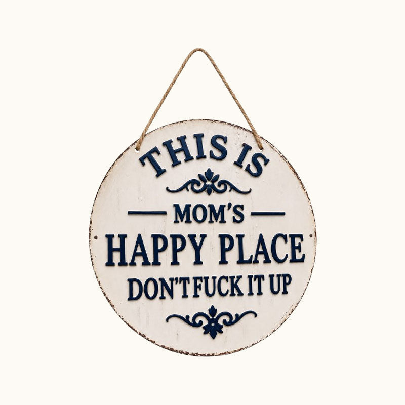 🏡 Mom’s Happy Place Sign – Funny Rustic Home Decor 😂