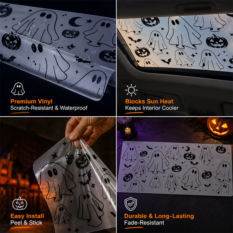 🎃👻Spooky Fun: Ghost & Pumpkin Sunroof Car Decal