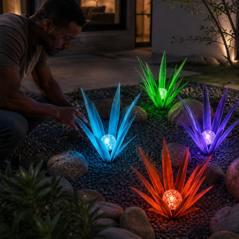 🌵 Vibrant Metal Agave Solar Light ✨ Glow Up Your Garden