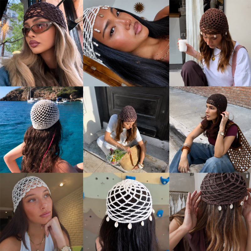 🌴 Shell Crochet Beanie