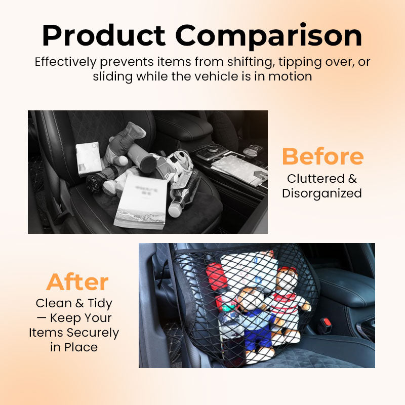 🚗 Upgraded Front Seat Car Storage Net Organizer