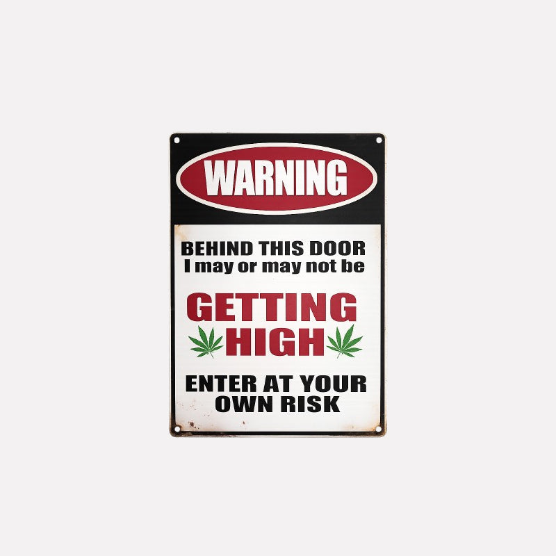 🚪 WARNING “GETTING HIGH” Funny Door Sign ✨