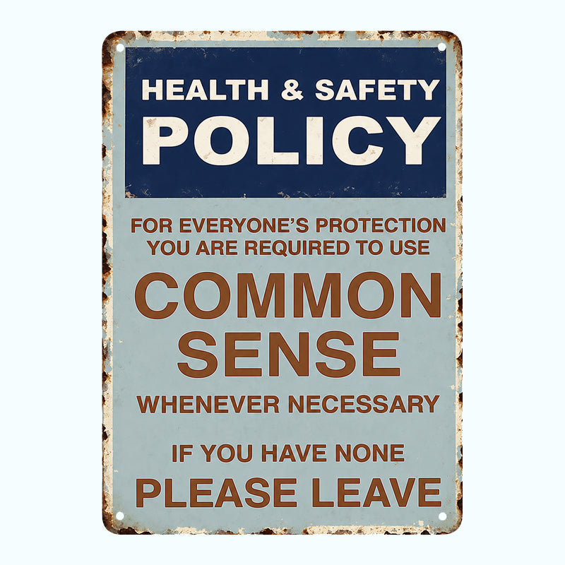 😂🤘Sarcastic "Common Sense Policy" Vintage Metal Sign