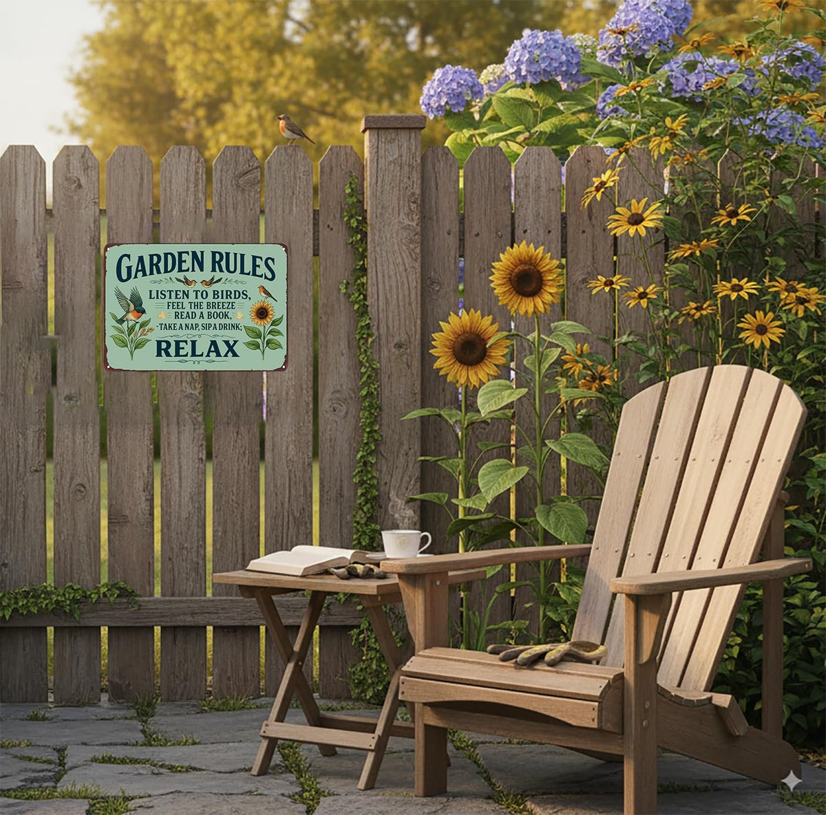 ✨Vintage "Garden Rules" Metal Sign - Relaxing Botanical Outdoor Decor