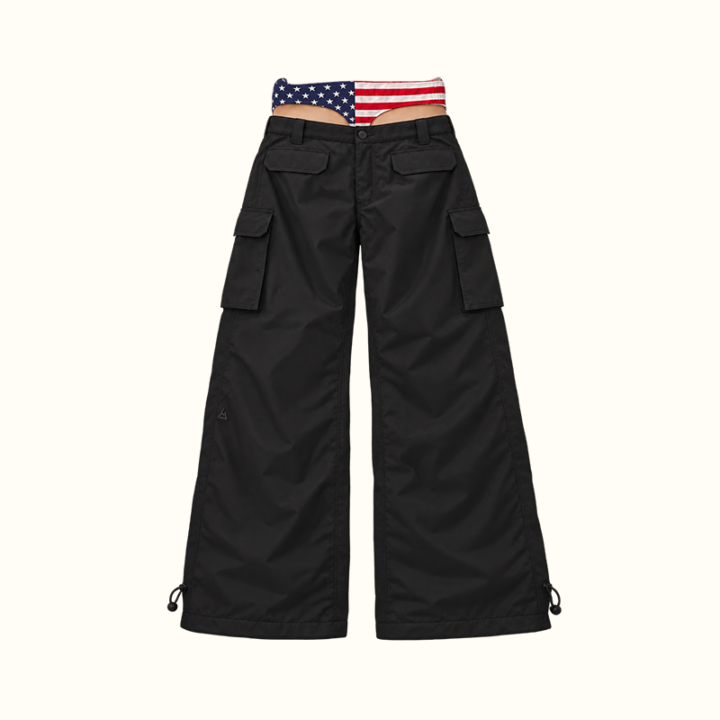 🏔️ American Flag Waistband Wide-Leg Ski Pants
