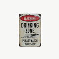 Funny Warning Drinking Zone Vintage Bar Metal Sign 🍻🚧
