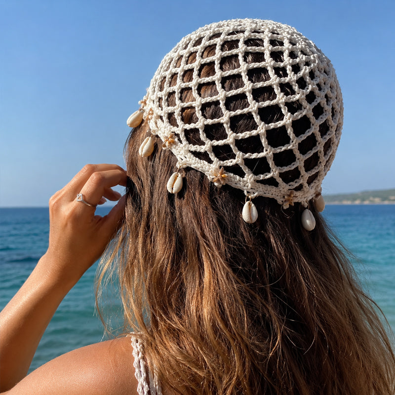 🌴 Shell Crochet Beanie