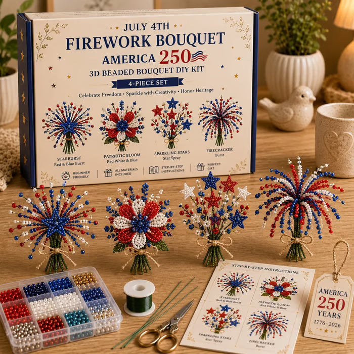 🌸America 250 Beaded Bouquet DIY Kit – Limited Edition Patriotic Craft Collection