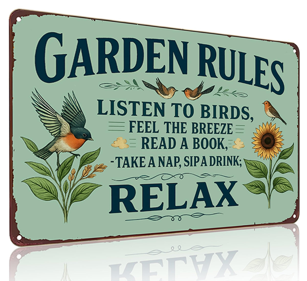✨Vintage "Garden Rules" Metal Sign - Relaxing Botanical Outdoor Decor