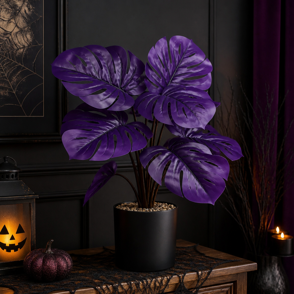 💜Artificial Purple Monstera Plant