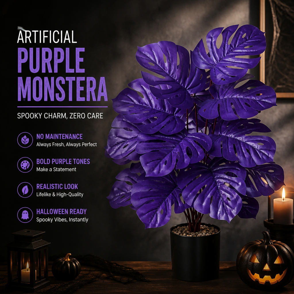 💜Artificial Purple Monstera Plant