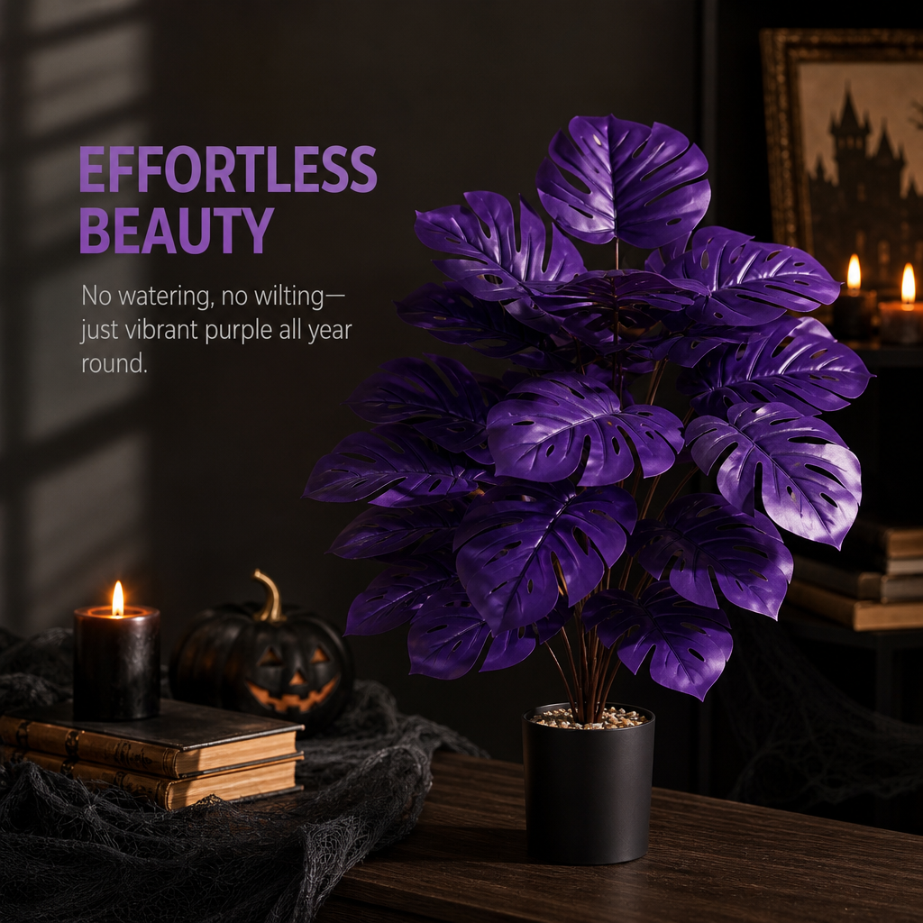 💜Artificial Purple Monstera Plant